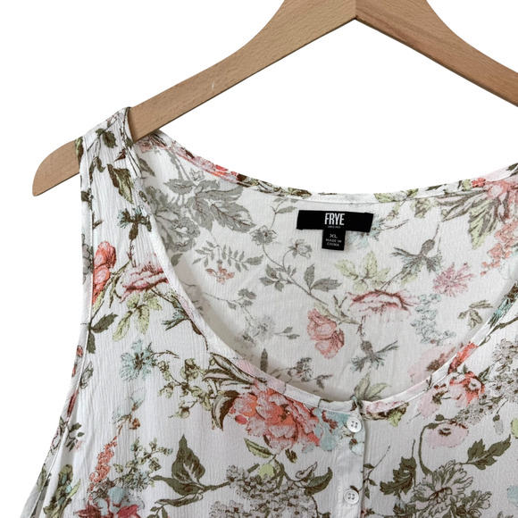 Frye Button Front Midi Dress Sleeveless Scoop Neck Floral Folk Garden Size XL - Picture 7 of 12